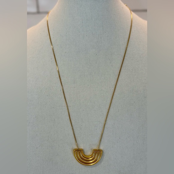 🌈 💛 Madewell Gold Tone Rainbow Arch Pendant Slider Necklace 30” Adjustable - Picture 5 of 5
